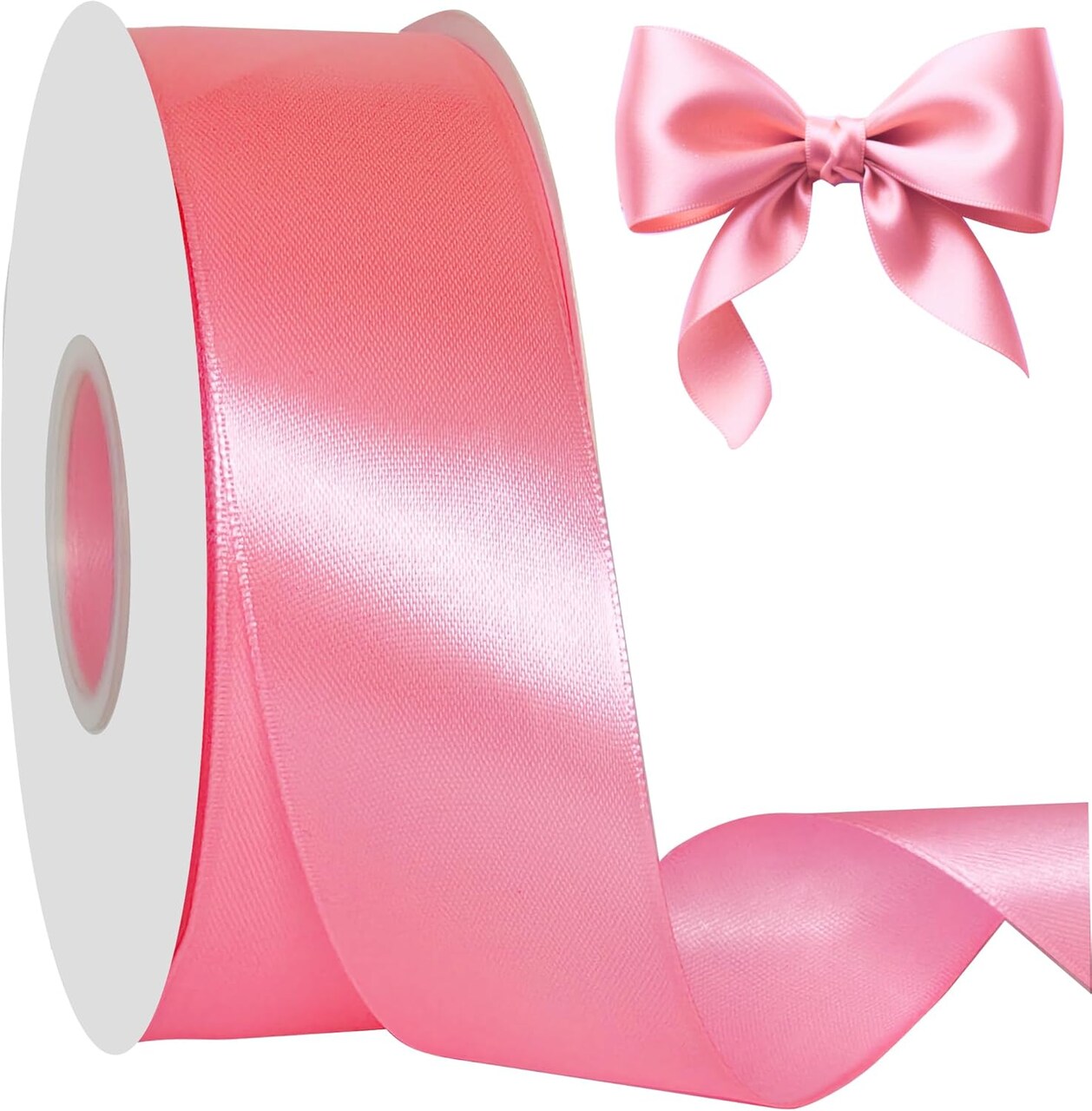 60 Yards x 1-1/2 Inch Pink Ribbon: Pink Satin Ribbon for Gift Wrapping Wedding & Mother's Day Flower Bouquet Packaging